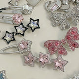 Lianfudai  Jewelry Y2K Pink Rhinestone Butterfly Bow Star Heart Hairpins Barrettes Women Korean Fashion Kpop Hair Clip Accessories