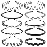 Lianfudai 6pcs Fashion Metal Hair Band for Men Women Unisex Black Wavy Hair Head Hoop Band Sports Headband Hairband Hair Accessories Gift