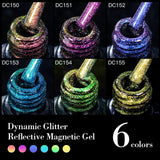 Lianfudai 7ml Cat Magnetic Gel Nail Polish Semi Permanent Dynamic Glitter Reflective Nail Gel Soak Off UV Gel Nail Art Varnish