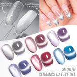 Lianfudai Smooth Ceramics Cat Magnetic Gel Nail Polish Sparkling Silver Moonlight Cat Eye Effect Soak Off Semi-Permanent Nail Art Varnish