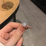 Lianfudai Luxury Classic Moissanite Wedding Engagement Rings for Women Square Lucky Ring Personality Stainless Steel Rings Charm Jewelry