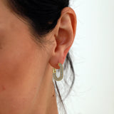 Lianfudai Luxury Cubic Zirconia U Shape Geometric Hoop Earrings for Women Gold Plated Circle Square Ear Buckle Huggie Hoops Jewelry