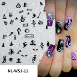 Lianfudai 6Pcs/Lot Glow In The Dark Halloween 3D Nail Stickers Luminous Spider Web Skull Self Adhesive Sliders Manicure Finger Tips Decals