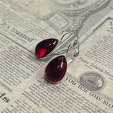 Lianfudai Gothic Blood Red Drop Earrings For Women Girls Vampire Witch Jewelry Accessories Mysterious Magic Crystal Earhook Gift For Her