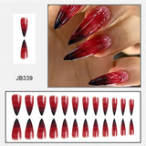 Lianfudai 24Pcs Halloween Blood Press on Nails Set Long Coffin Glossy Acrylic Nail Tips Full Cover Ballerina False Nails for Women&Girls