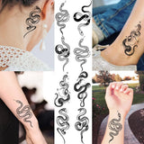 Lianfudai 18 Sheets Small Snake Temporary Tattoos For Men Women Neck Hands Fake Tattoo Stickers DIY Small Black Snake Tattoos Holiday 3D