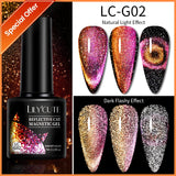 Lianfudai 7ML Rose Gold Foils Effect Platinum Cat Magnetic Gel Nail Polish Silver Moonlight for Fall Winter Manicure Nail Art Gel