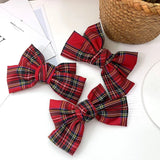 Lianfudai Fashion Red Bowknot Hair Clips Christmas Top Head Ponytail Hairpin Girls School Party Headwear Hairgrip Hair Accessories