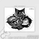 Lianfudai Punk Skull Tattoo Stickers Lasting Tattoo Art Temporary Tattoos Waterproof Neck Chest Skeleton Tattoo Gangs Hip Hop Fake Tatoo