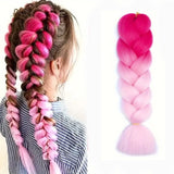 Lianfudai 24inch Ombre Jumbo Braiding Hair Extensions Colorful Synthetic Crochet Braids wigs Y2K gilrs women cosplay Christmas Hair wigs