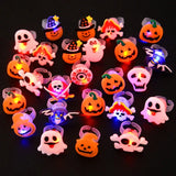 Lianfudai Halloween Luminous Rings Creative Cute Pumpkin Ghost Eye Ghost Pirate Spider Web Children Toys Halloween Flash Finger Rings