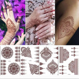 Lianfudai Brown Henna Lace Temporary Tattoo Sticker Butterfly Mehndi Flower Fake Tattoo for Women Feather Flora Sexy Henna Design Stickers