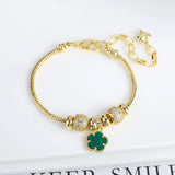 Lianfudai Jewelry 2024 Luxury new 5 leaf grass bracelet Women's wedding party bracelet Unique chain woven accessories