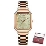 Lianfudai Rectangular Wrist Watches for Women Fashion Square Case Ladies Watches Luxury Brand Stainless Steel Band Quartz Clock