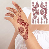 Lianfudai Brown Henna Tattoos for Women Waterproof Temporary Tattoo Stickers  for Hand Flower Fake Tattoo for Wedding Festival Body Art