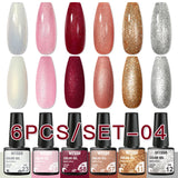 Lianfudai 6PCS/Set Nude Color Gel Nail Polish Set 150 Colors Glitter Semi Permanent UV Led Gel Varnish Soak Off Nail Gel Art Design