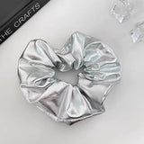 Lianfudai Y2k Scrunchies Metal Silver Color Hair Tie Sweet Simple Elastic Hair Band Women Hair Accessories Daily Headwear Retro Hair Rope