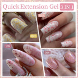 Lianfudai 7ML Quick Extension Gel Nail Polish Gold Foils Glitter Polish Vernis Semi Permanent UV Gel Nail Art Soak Off Hard Gel