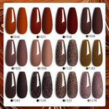 Lianfudai  7ML Gel Nail Polish Brown Earth Coffee Color Series Semi Permanent UV Gel Chocolate Autumn Winter Nail Art Gel Varnish