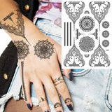 Lianfudai Black Henna Tattoo Stickers for Hands Temporary Tattoos Body Lace Tatoo Temporari Waterproof Fake Tattoo for Women Hena Tatoo