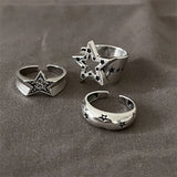 Lianfudai Fashion Pentagram Geometric Star Ring For Women Adjustable Finger Ring Jewelry Vintage Irregular Aesthetics Y2k Accessories