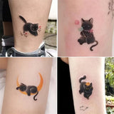 Lianfudai Cute Inspired Lazy Cat Temporary Tattoo Sticker Sweet And Cool Style Lasting 1 3 Days Black Cat Tatoo Sticker Lasting Fake Tatto