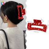 Lianfudai Christmas Snowflake Hairpins Cute And Sweet Red Green Snowman Hair Claws Clip Festival Party New Year Gifts