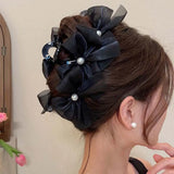 Lianfudai Large Bow Hair Clip for Women Sweet Bows Shark Clip 2024 New Trendy Hair Accessories Mesh Crab Hair Clips Girls Headdress