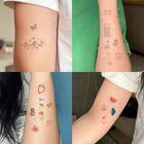 Lianfudai 6pcs New Cartoon Pattern Colored Flower Heart Temporary Tattoo Stickers Waterproof Magic Tattoo Disposable Tattoo Stickers