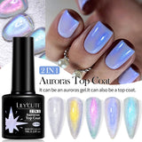 Lianfudai 7ML Auroras Top Coat Purple Sparking Auroras Gel Nail Polish Nail Art Vernis Semie Permanent Uv Gel Function Top Coat