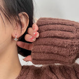 Lianfudai  Silver Color Korean Cross Cosmic Planet Saturn Stud Earrings for Women 2024 Wedding Party Jewelry Gift Korean Earring