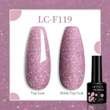 Lianfudai  7ML 2 IN 1 Water Light Cat Magnetic Top Coat Sparkling Glass Bead Magnetic Gel Nail Polish Semi Permanent UV Gel Polish