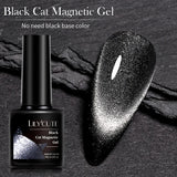 Lianfudai 7ML Black Crystal Cat Magnetic Gel Sparkling Glitter Gel Nail Polish Semi Permanent UV Gel Nail Art No Need Base Color