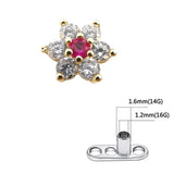 Lianfudai  Micro Dermal Anchor Top Skin Drivers Surface Dermal Piercing Flower Heads Charming CZ Implant Body Jewelry 14g