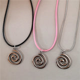 Lianfudai Punk Spiral Vortex Pendant Pink Rope Chains Snake Chain Necklaces Women Men Goth Grunge Aesthetic Vintage Y2K 2000s EMO Jewelry