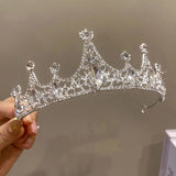 Lianfudai New Luxury White Crystal Tiara For Women Girls Wedding Birthday Party Dress Elegant Queen Bridal Bride Crown Accessories