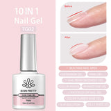 Lianfudai  Jelly Nude Gel Nail Polish 10ml Light Pink Peach Translucent Color UV Light Cure Gel Varnish Nail Art DIY at Home