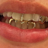 Lianfudai Hip Hop Single 5 CZ Stone Vertical Strip Teeth Grillz Seam 14K Gold Plated Stick Zircon Tooth Caps For Women Jewelry