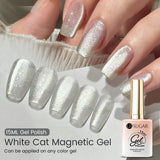 Lianfudai 15ml White Cat Magnetic Gel Super Bright Gorgeous Glitter Nail Polish Galactic Effect Moonlight Magnetic Gel Varnish