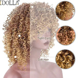 Lianfudai Short Curly Blonde Wig Synthetic Afro Kinky Curly Wig With Bangs For Black Women Natural Ombre Blonde Cosplay Wig