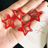 Lianfudai 1/20pcs Red Star Hairpin Girl Cute Bobby Pin Hair Clip Fashion Pentagram Hairslide Women Ins Water Drop BB Clip Y2K Accessories