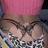 Lianfudai Butterfly Totem Waterproof Temporary Tattoo Stickers Female Waist Sexy Black Art Fake Tattoo Abdominal Scar Tatouage Temporaire