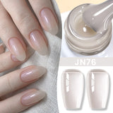 Lianfudai  Jelly Nude Gel Nail Polish 10ml Light Pink Peach Translucent Color UV Light Cure Gel Varnish Nail Art DIY at Home