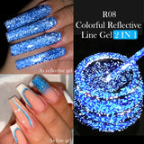 Lianfudai 5ML Colorful Reflective Glitter Liner Gel Polish Sparkling Painting Nail Polish Semi Permanent UV Gel Lines French Nail