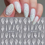 Lianfudai 5D Relief Skeleton Hand Halloween Nail Art Stickers Devil's Eye Slider Decal DIY Manicure Decoration Tips Nail Accessories Tools