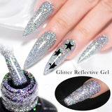 Lianfudai 7ml Reflective Glitter Gel Nail Polish Sparkling Glitter Semi Permanant Soak Off UV LED Gel Varnish For Manicure Nails Art DIY