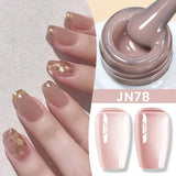 Lianfudai  Jelly Nude Gel Nail Polish 10ml Light Pink Peach Translucent Color UV Light Cure Gel Varnish Nail Art DIY at Home