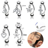 Lianfudai Steel Lip Rings Earring Piercing Jewelry cool animal Steel Horseshoe Ring body jewelry