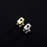 Lianfudai Full Iced Out CZ Stones Teeth Grillz Caps Star Single Teeth Grillz 14K Gold Plated  For Women Men Punk Jewelry