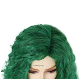 Lianfudai Green Wigs Costume for Women Synthetic Hair Long Curly Wig Natural Water Wave Hairstyles Thick Fluffy Hair Cosplay Wigs 28 Inch